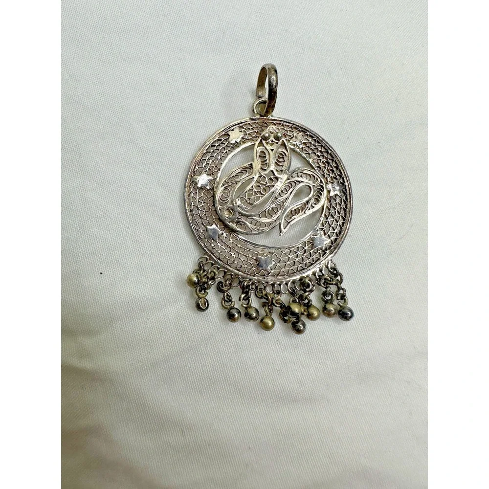 Snake Charm Silver Filigree‎ Dangle Charm Balls Stars Round Open Pendant